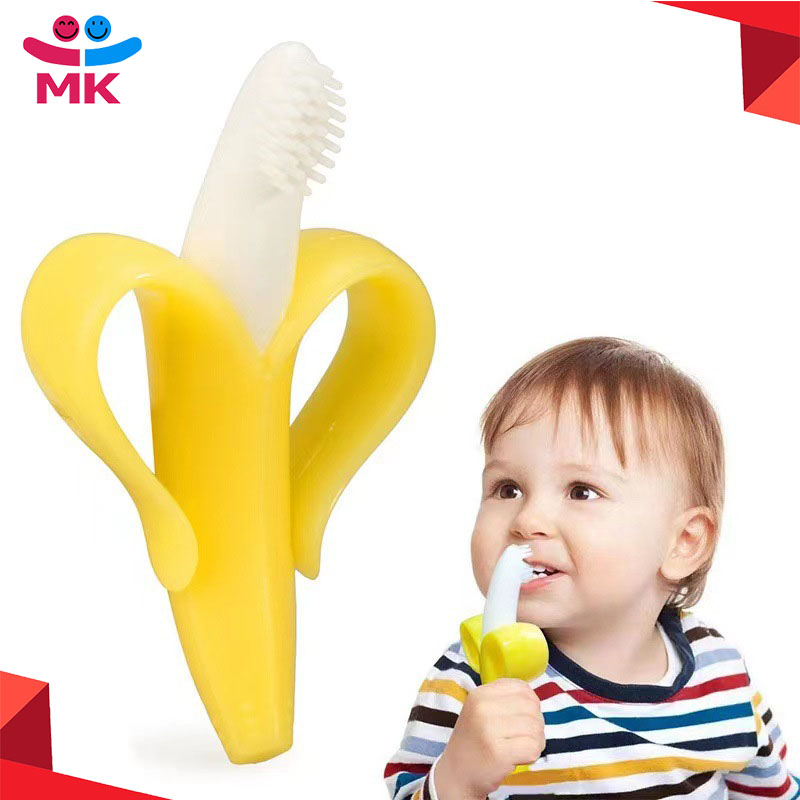 Banana Shape Baby Silicone Teether Infant Finger Toothbrush Food Grade Silicone Chew Dental Care Baby Teether with Box