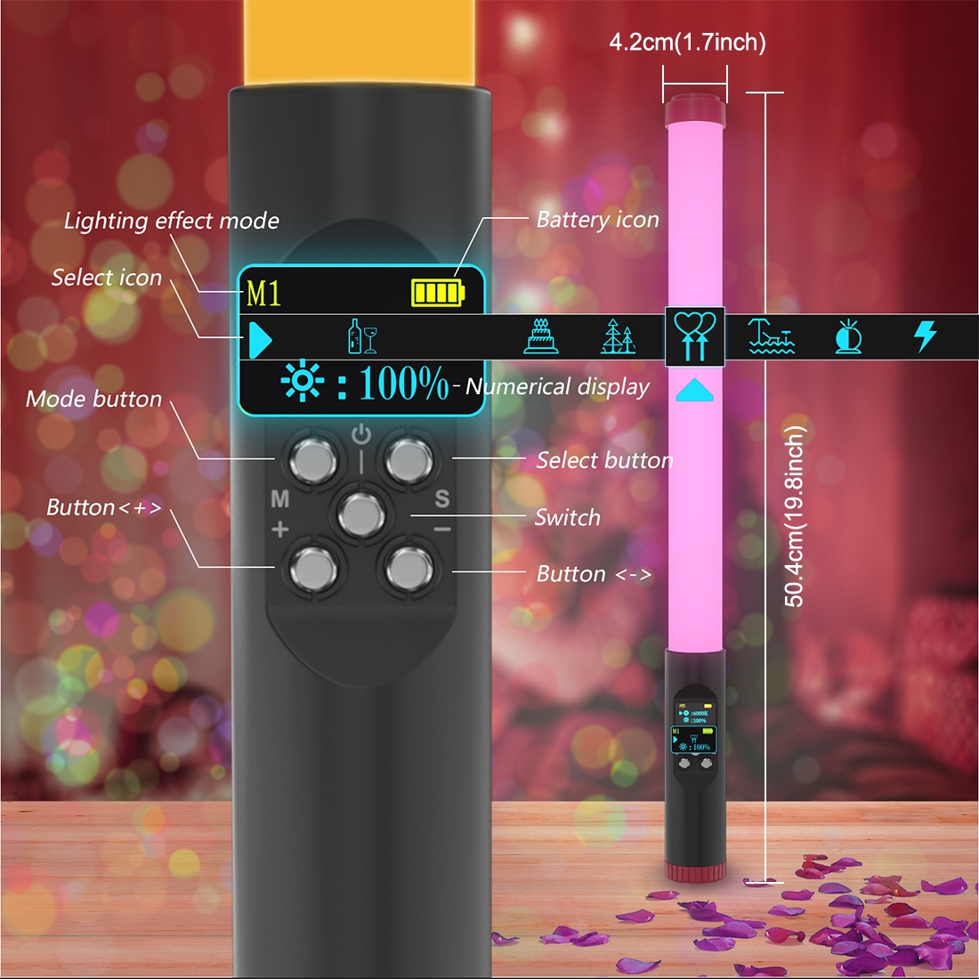 New- PULUZ RGB 114 LEDs Waterproof Photography Handheld Light Stick with Remote Control(Red). 