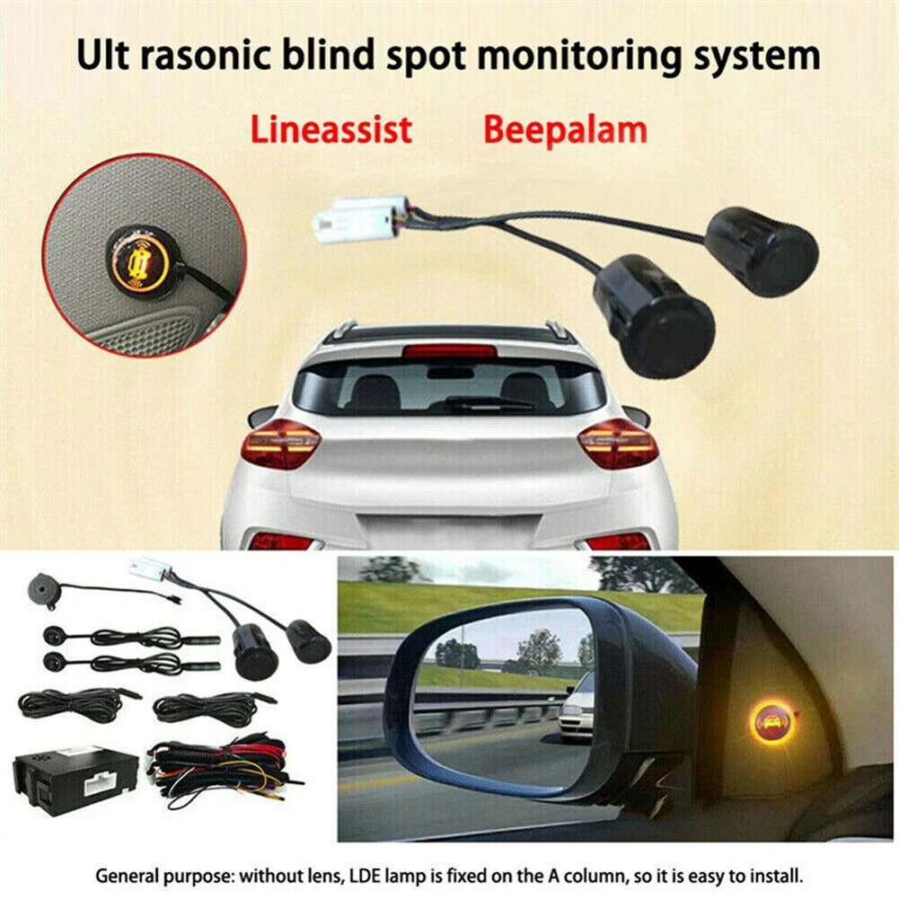 BSD Warning Light Car Blind Spot Detection IP67 Waterproof Assist Lane Changing Blind Spot Monitoring System Radar Detection Set. 
