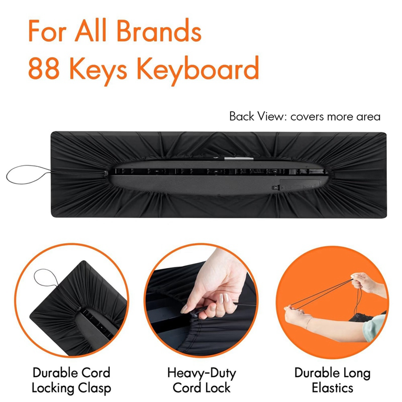 Piano Keyboard Dust Cover, 88 Keys Piano Music Keyboard Dirt Proof Cover with Durable Elastic & Cord Lock Easy Install. 