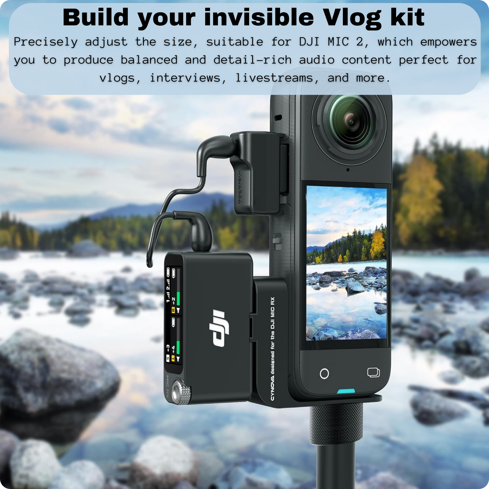 CYNOVA For Insta360 X4 Cold Shoe Mount Audio Mic Adapter Microphone Receiver Holder For DJI Mic2 RX Insta 360 X4 X3 Accessories. 