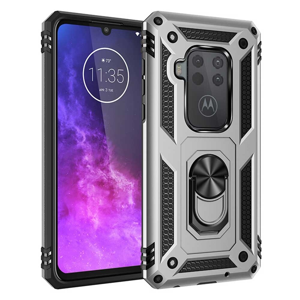 xprmy for Motorola One Zoom/One Pro phone Case Luxury Armor Shockproof TPU PC 2 in 1 360 Degree Rotating Holder Ring Back Cover