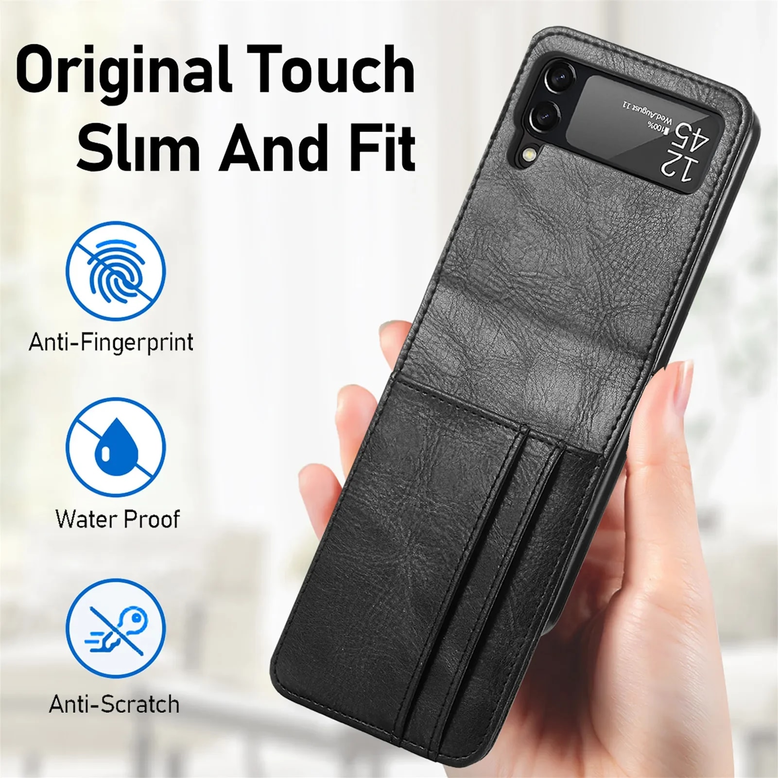 Plain Slim Leather Wallet Bag Case for Samsung Galaxy Z Flip 3 5 Flip5 Flip4 Flip3 5G Flip 4 2 flip2 Card Slot Cover Cases Solo Yolo. 
