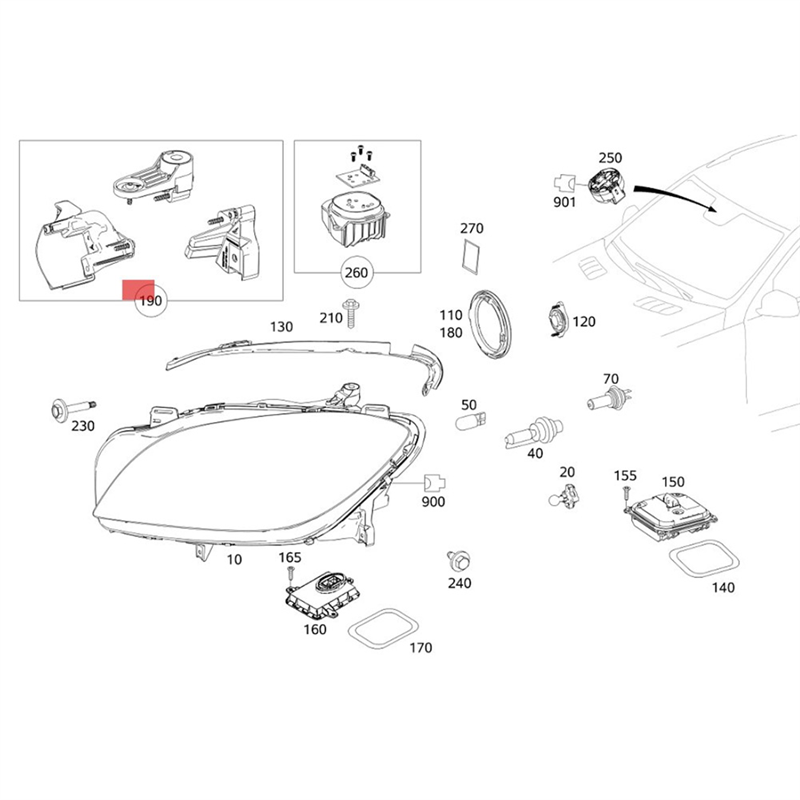 1Pair Front Headlight Bracket Repair Kits Car Front Headlight Accessories A1668200514 for GLS ML 63 W166 2011-2015