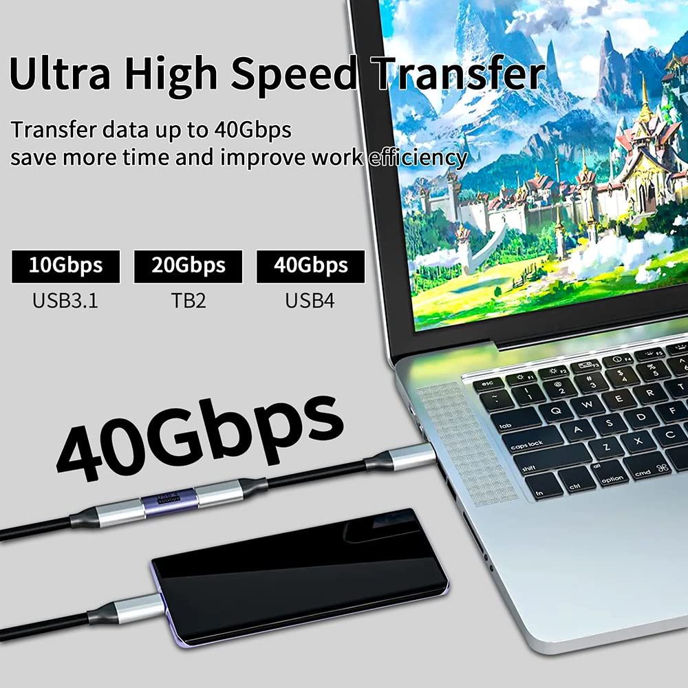 NNBILI Super Speed 40Gbps USB4 Type C Female to Female 100W Power Data 8K Video Adapter Extender for Laptop Phone with. 