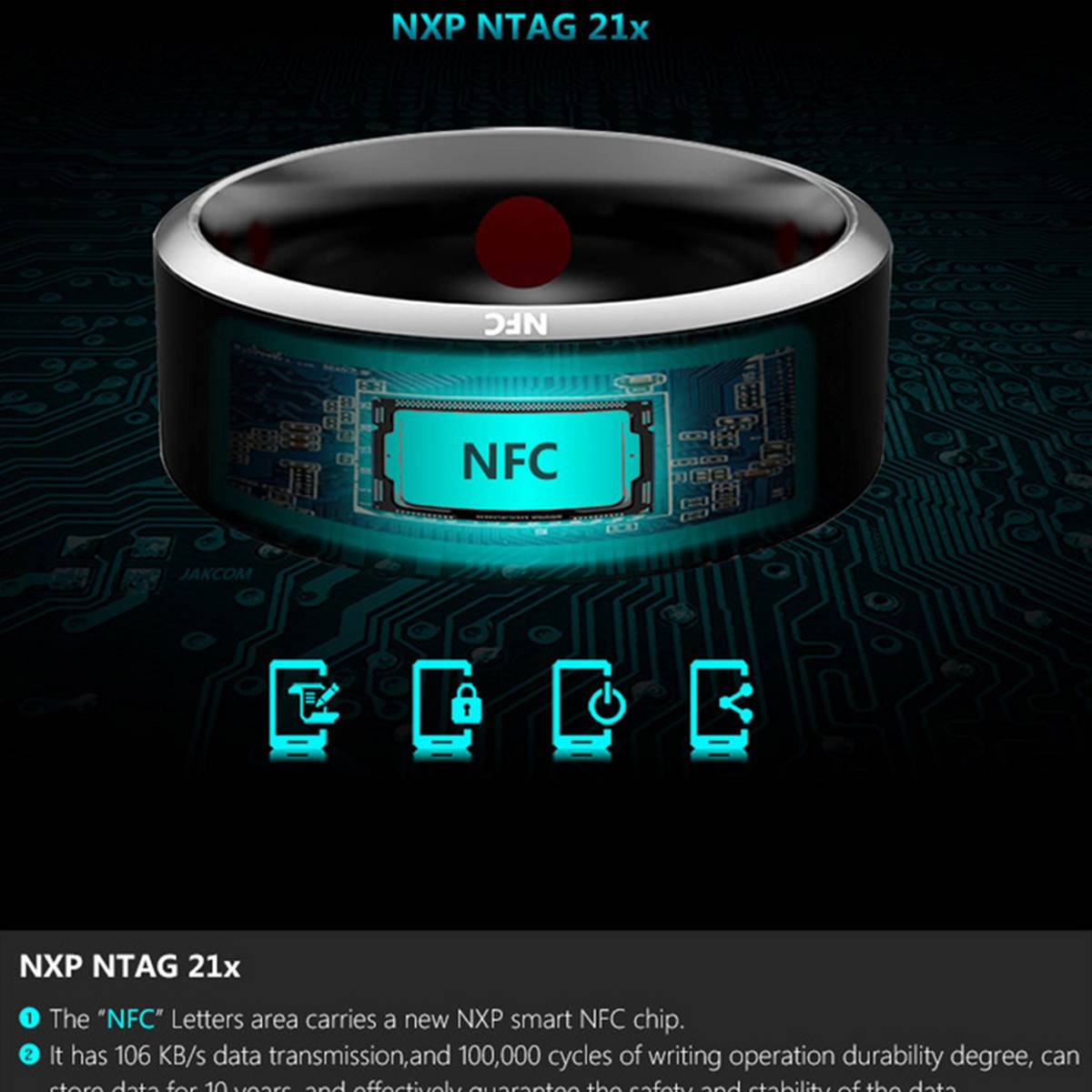 NFC Smart Ring Multifunctional Waterproof Intelligent Magic Smart Wear Finger Digital Ring For Android NFC Mobil brand new and high quality. 