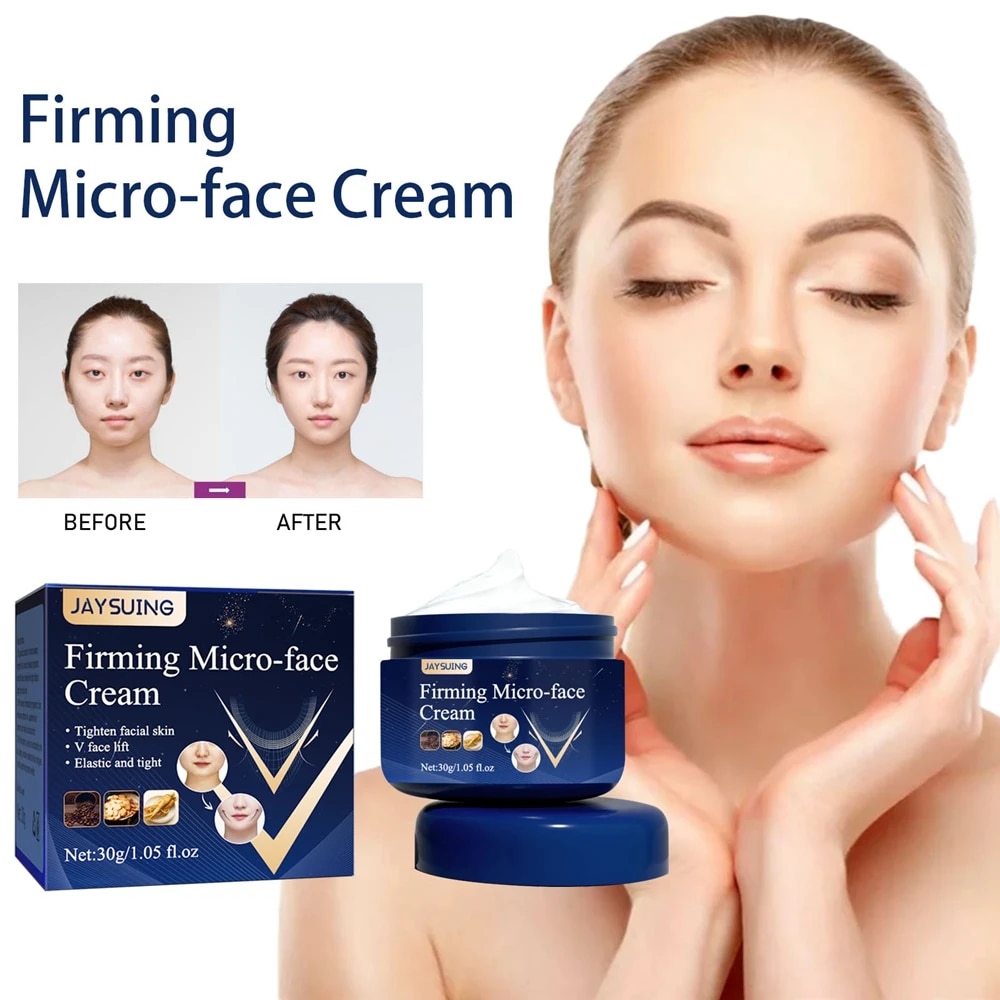 30g Firming Micro-Face Cream Masticatory Muscles Jowls V Line Shape Fat Burning Anti-Aging Lifting Slimming Skin Tighten Elastic Vnce Lncei