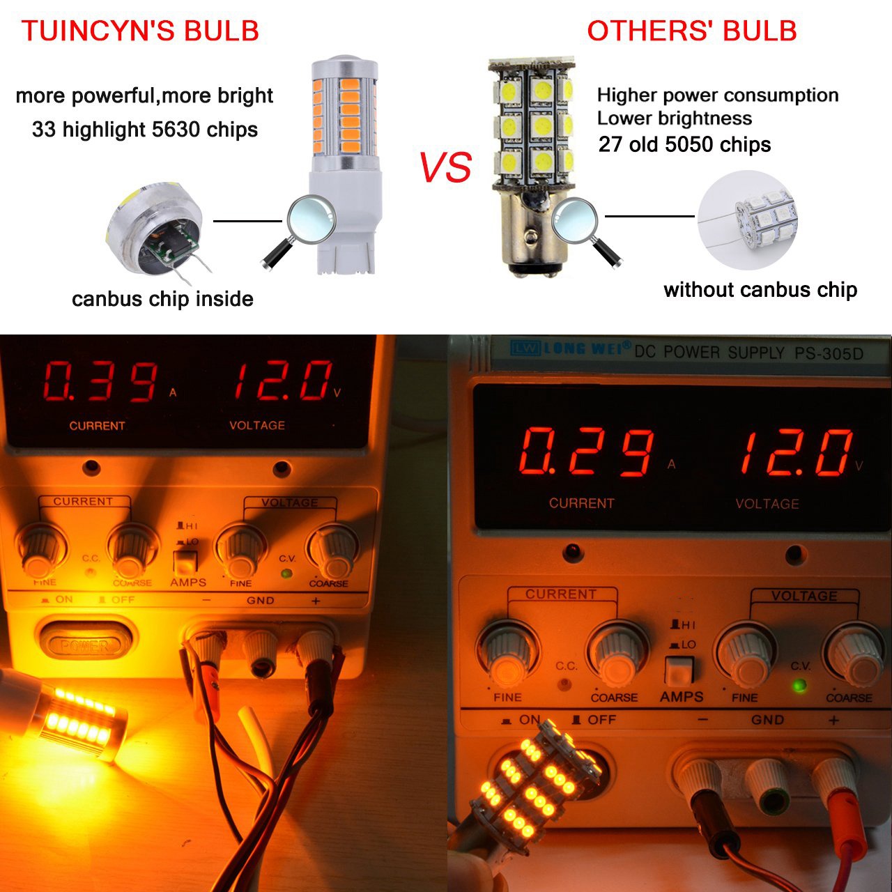 2x 7443, T20 LED Bulbs Amber Yellow 900 Lumens Turn Signals Light & 2Pcs T15 W16W LED Backup Light Bulb 920 921 912. 