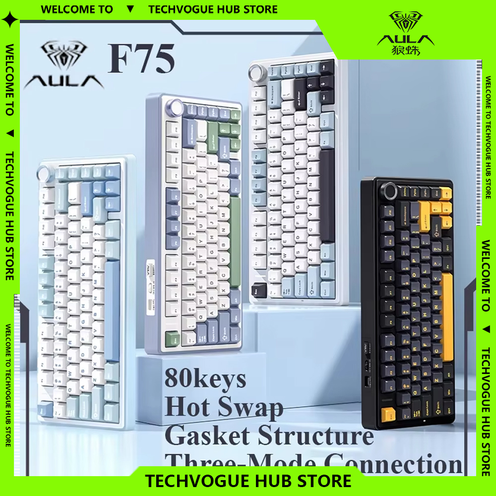 AULA F75 Wireless Mechanical Keyboard Bluetooth 2.4G Hot Swap 3 Mode Gamer Keyboard RGB Backlight Customized Gaming Keyboard