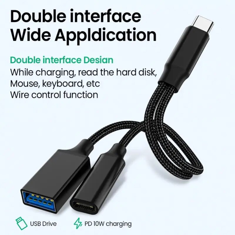 USB C To USB OTG Adapter 2 In 1 USB-C Splitter With Charging Type C OTG And USB A Female Port Converters Cale For Phone. 