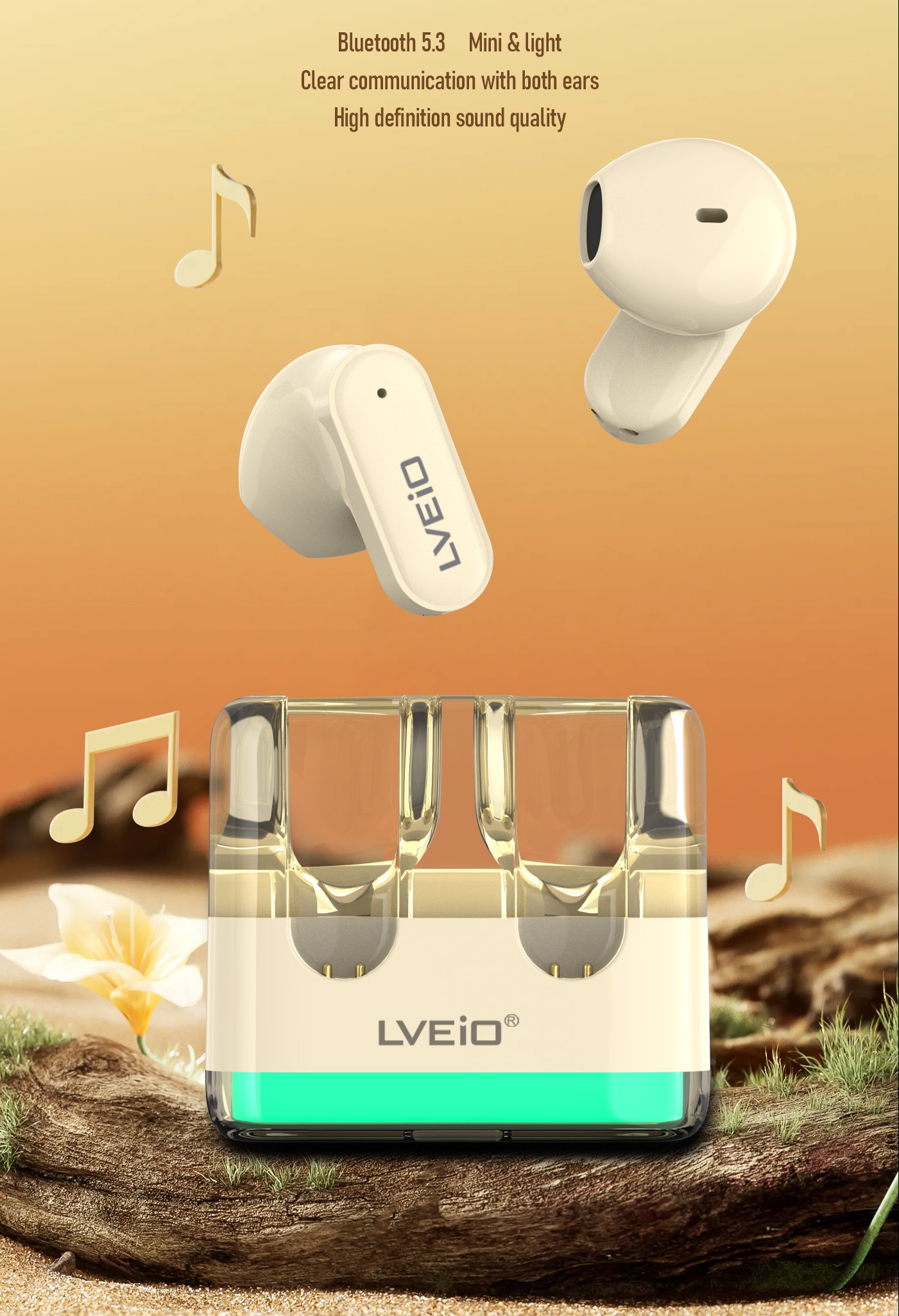 LVEIO LV-B30 TWS Bluetooth Wireless Earbuds Noise Cancelling Handfree Earphone HiFi Sound. 