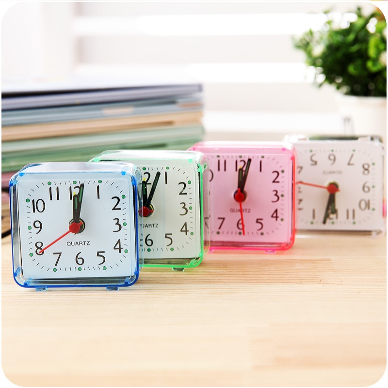 Korean Version of Small Alarm Clock Creative Transparent Candy-colored Alarm Clock Fashion Student Bedroom Bedside Crystal Clock. 
