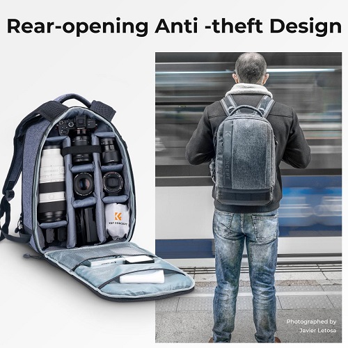 K&F Concept KF13.044 Multifunctional Waterproof Lightweight Camera Backpack with 15.6" Laptop Chamber. 