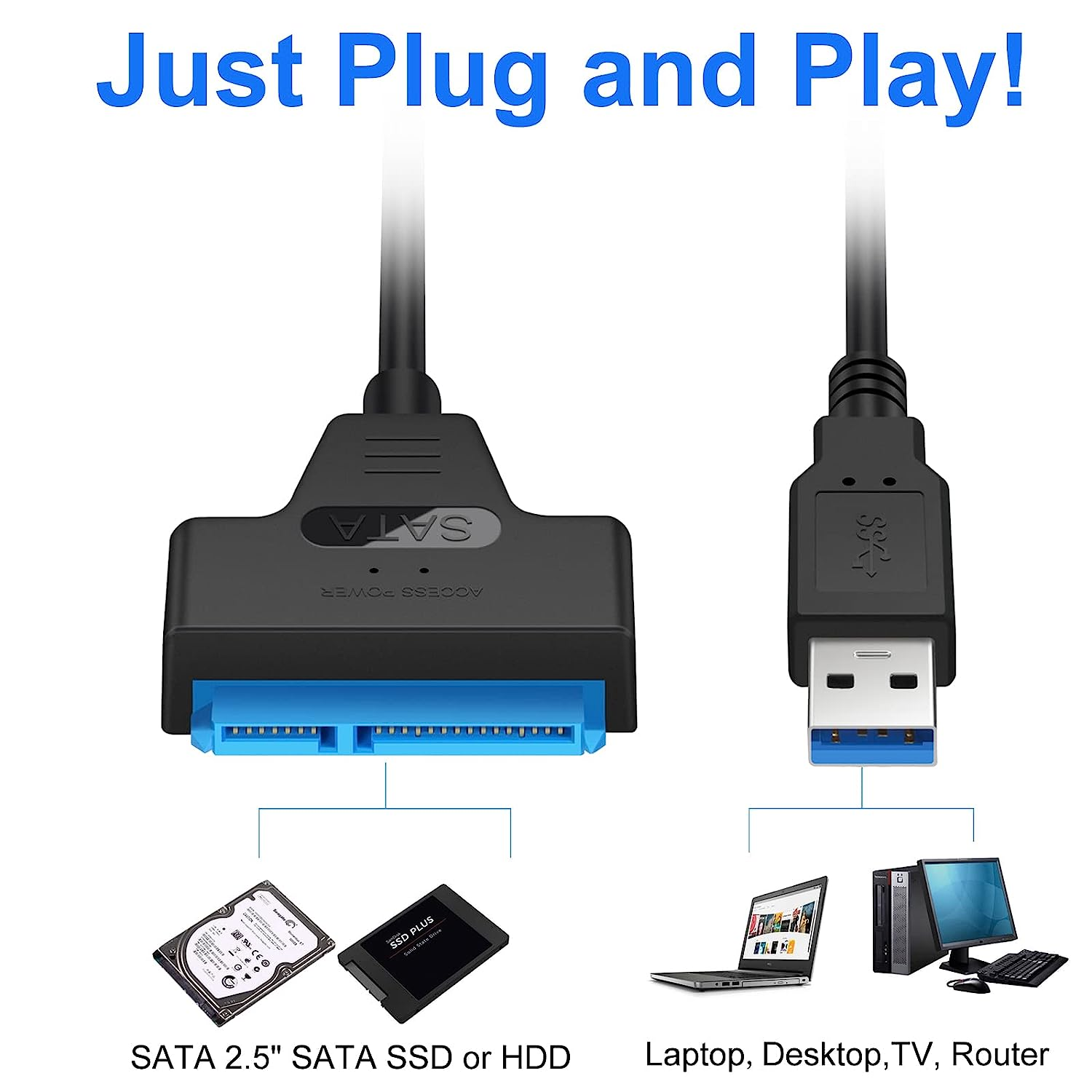 High-Speed USB SATA Cable External Hard Disk Reader 2.5 HDD SSD Hard Drive Adapter 22cm/35cm/50cm USB 3.0/2.0 for Optional. 