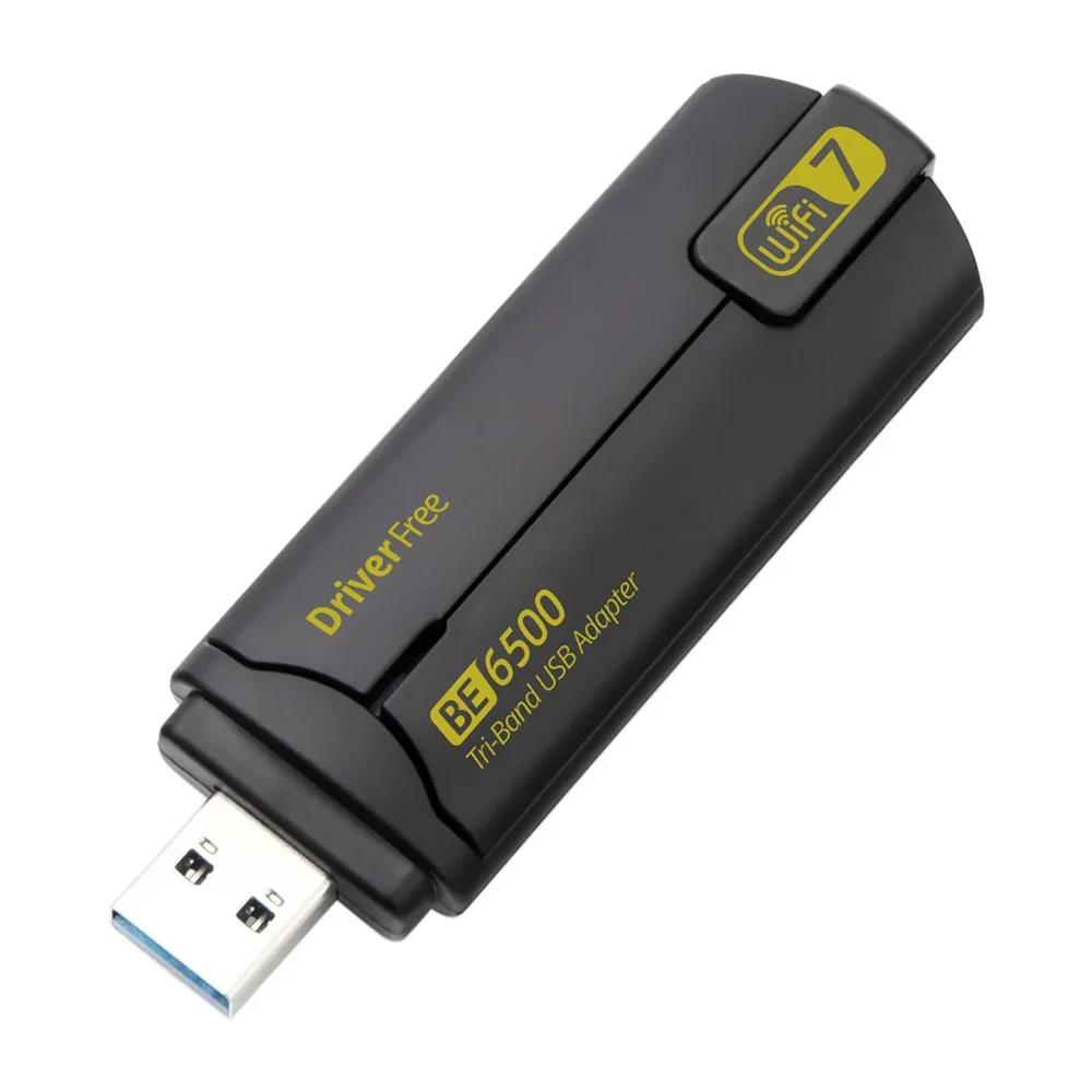 BE6500 Wifi 7 Usb Adapter Tri-Band 6G/5G/2G Usb 3.0 Adaptador Antena Wifi Para PC Network Card Receiver Dongle Win 10/11. 