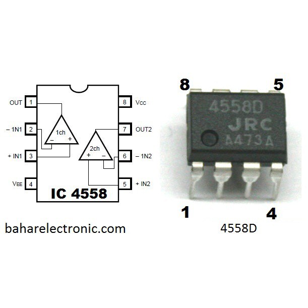 3Pcs-CHINESE 4558 IC 4558D IC Circuit DIP OPAMP JRC4558 JRC4558D Operational Amplifiers 8 Pin Leads. 