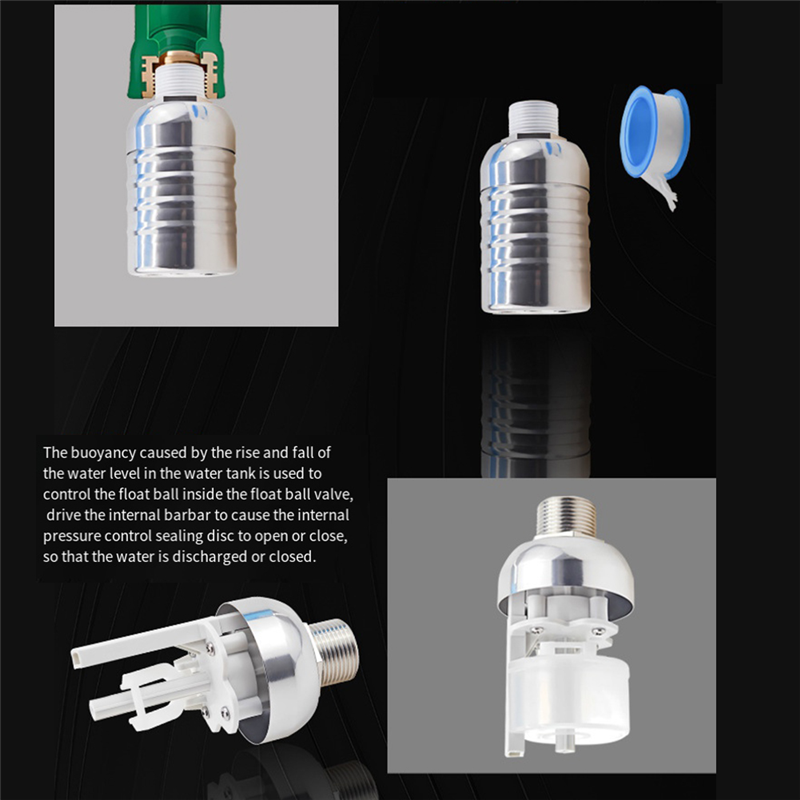 Fully Automatic Water Level Control Float Valve, 1Inch Auto Shut Off Mini Float Valve Upper Water Intake. 