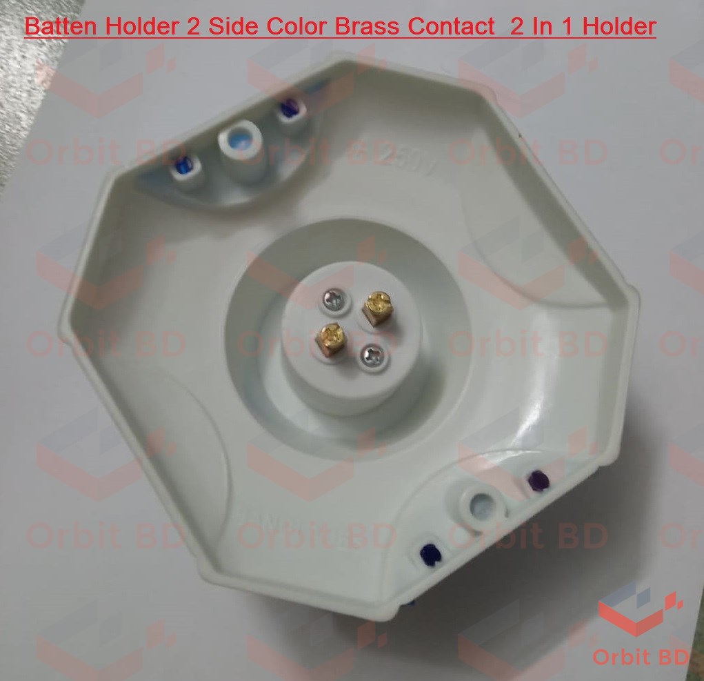 Electric Batten Holder 2 Side Color AC 250V 6A Brass Contact 2 In 1 Holder B-22 Pin Type With E27 Patch Type LED Light Holder Decorative LED Batten Holder. 