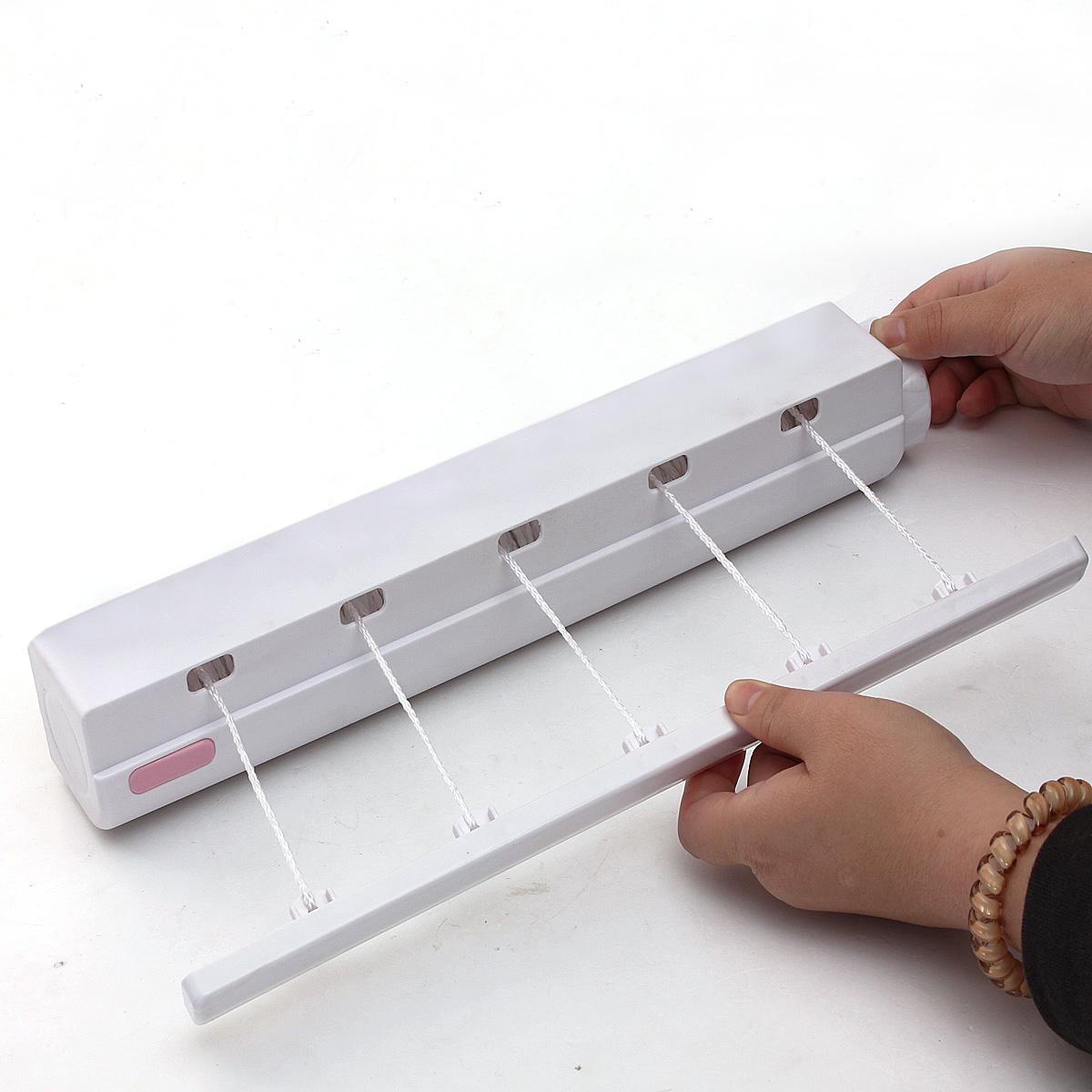 3.7M 5 Line Retractable Clothes Washing Line Laundry Wall Mount Dryer Rack