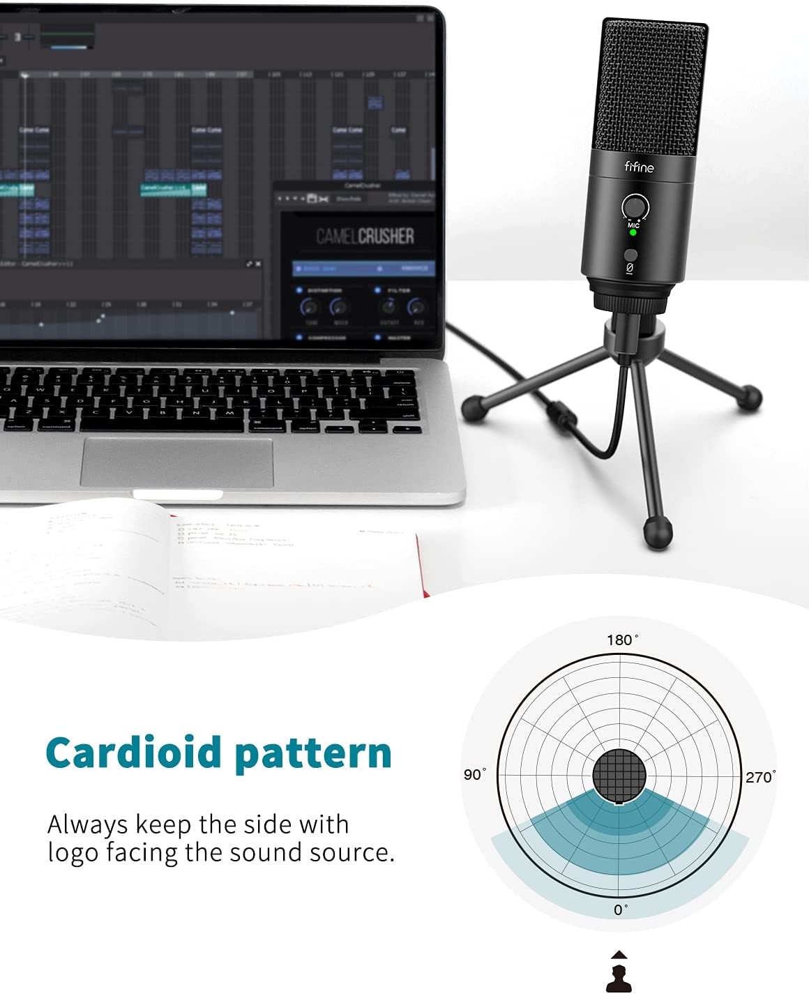 FIFINE K683A USB Desktop PC Microphone with Pop Filter for Computer and Laptop, Studio Condenser Mic with Gain Control Mute Button Headphone Jack for Gaming Streaming Recording YouTube, Extra USB-C Plug -K683A. 
