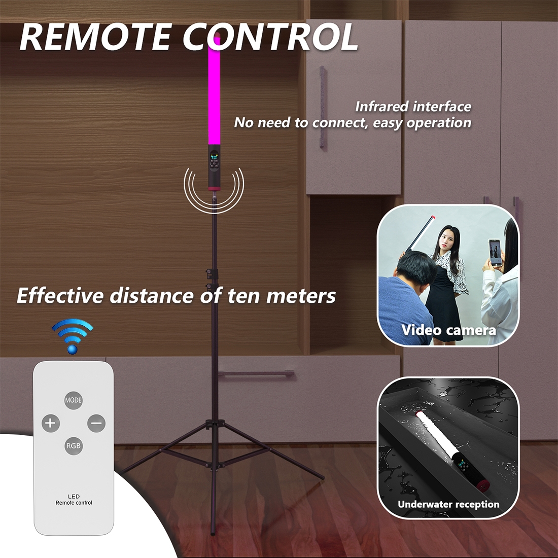 New- PULUZ RGB 114 LEDs Waterproof Photography Handheld Light Stick with Remote Control(Red). 