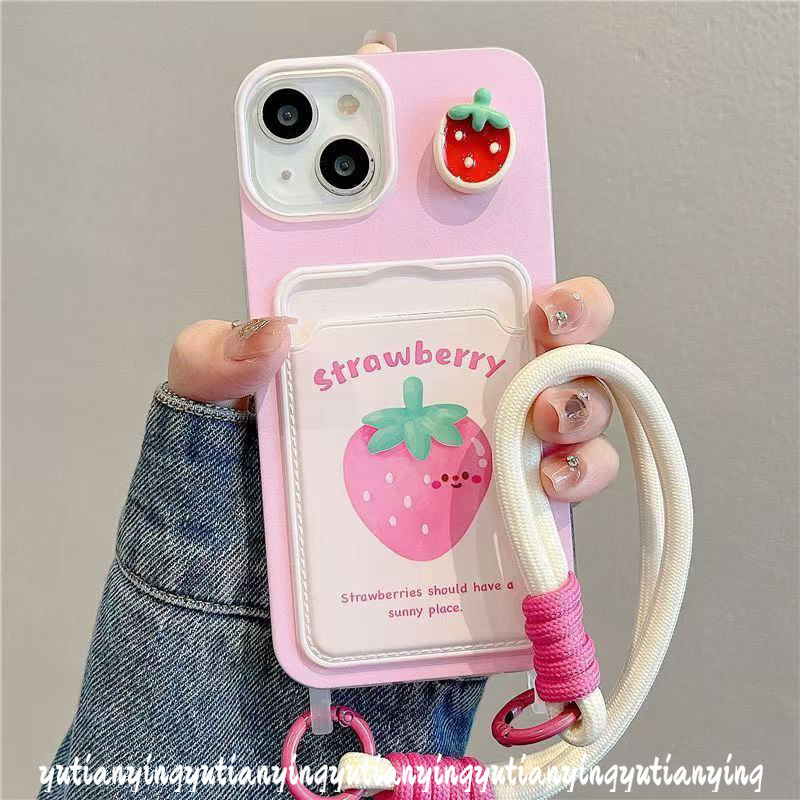 Cartoon Candy Shell Fruit Doodle Peach Avocado Case Compatible for IPhone 11 13 15 14 12 Pro Max XR 7Plus X XS Max 15 8 6s 7 6 Plus SE Luxury Wallet Slot Card Double Lanyard Cover. 