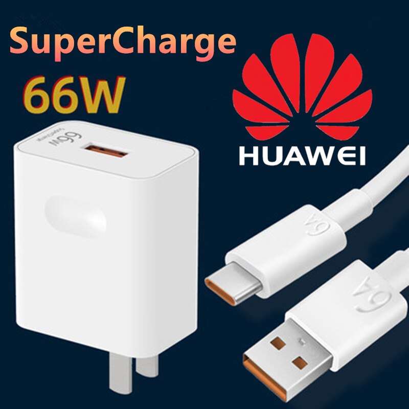 Huawei Max 66W Super Fast Type C Quick Charger Adapter with Type C Cable. 
