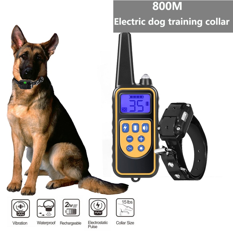 800m Remote Contro Electric  Training Collar Pet Rechargeable Waterproof with LCD Display for All Size Shock Vibration Sound 2  B. 