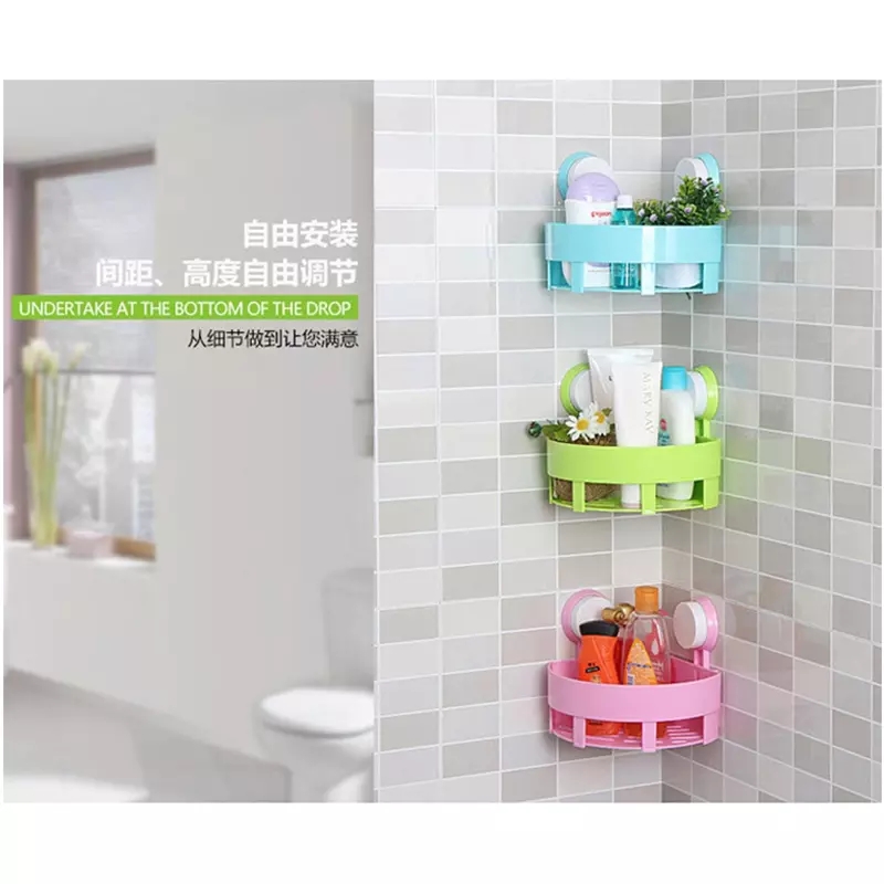 Bathroom Corner Strong Vacuum Sucker Corner Drain Shelf Storage Rack ...