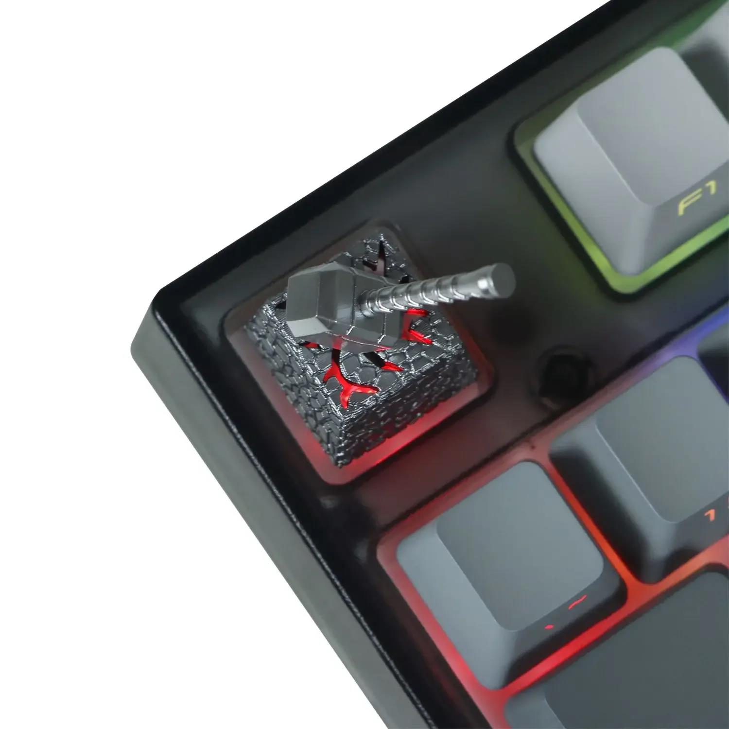 3D Stereoscopic Keycaps 2In1 Thor Hammer Resin Keycap Magnetic Transparent Keycap ESC Mechanical Keyboard Keycap. 