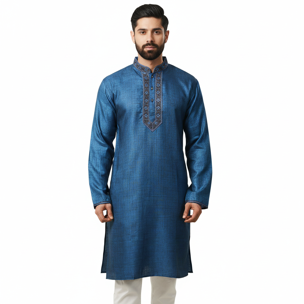 Blue Panjabi for men new collection 2026 | Semi long blue color panjabi for men stylist
