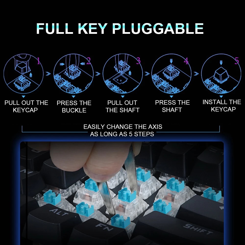 REDRAGON DITI K585 RGB 42 Key One-handed USB Mechanical Gaming Wired Keyboard Blue Switch 42 Keys Gamer for Computer PC Laptop. 