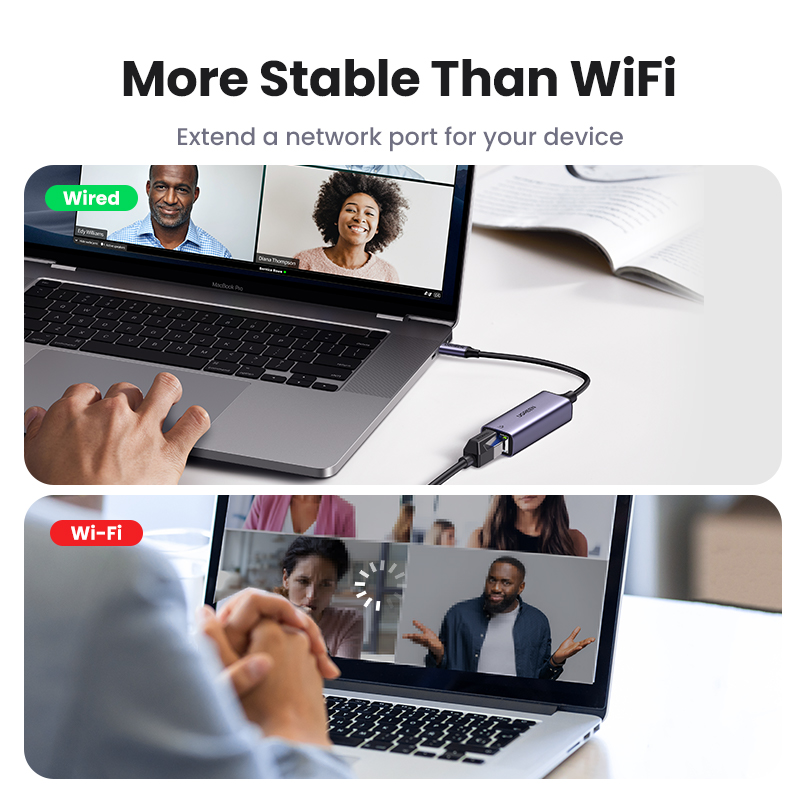 UGREEN USB C to Ethernet Adapter RJ45 to Thunderbolt 3 Type C Gigabit Network LAN Converter 10 100 1000Mbps for MacBook Pro Air, iPad Pro, Galaxy S20 S10 S9, XPS 13 15, Surface Book 2 Go, Chromebook Network Card USB Ethernet. 