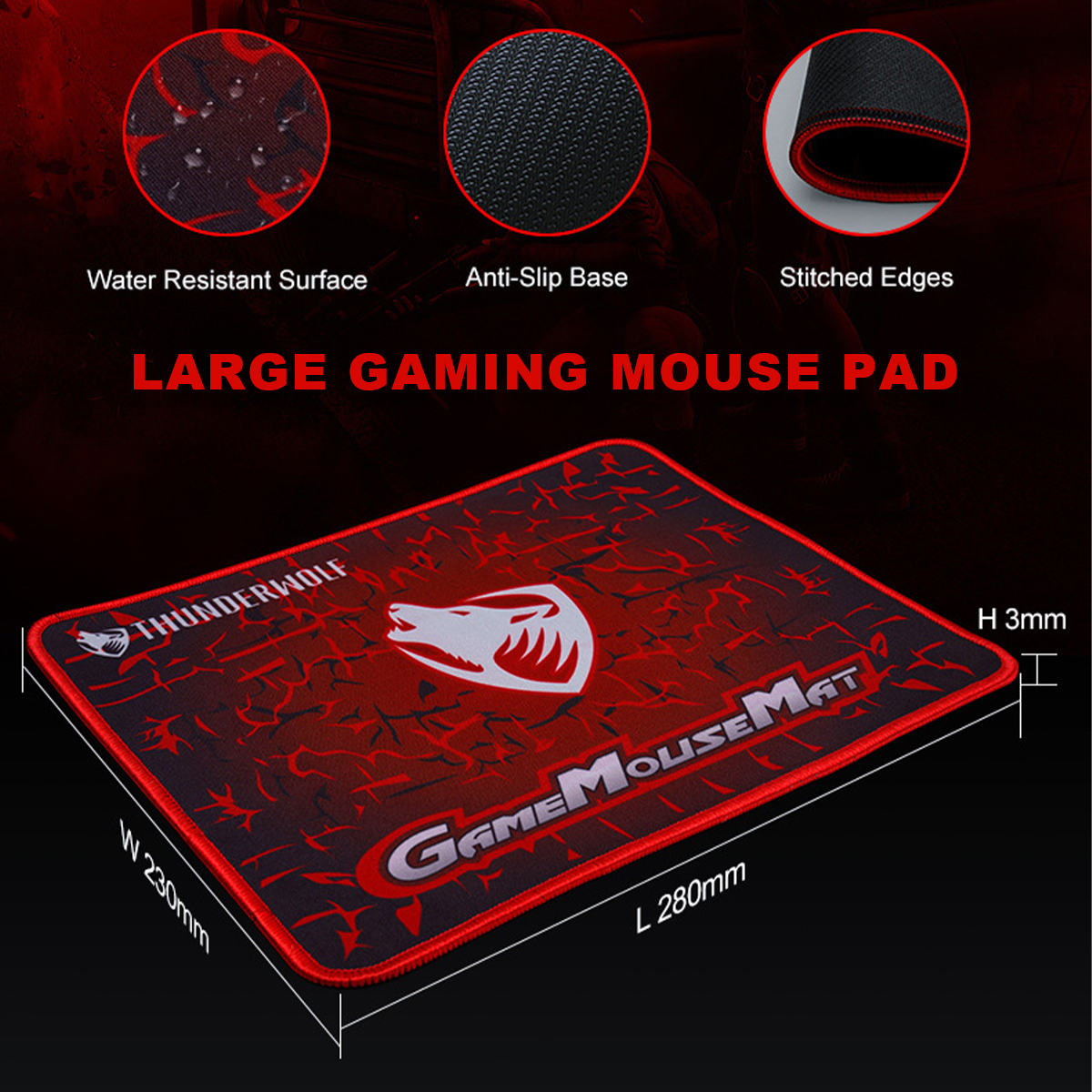 T-Wolf TF400 4Pcs Gaming Devices Set 104 Keys LED Backlit Gaming Keyboard 2400 DPI Mouse 50mm 3.5mm Wired Headset Anti-slip Mouse Pad Combo MA. 