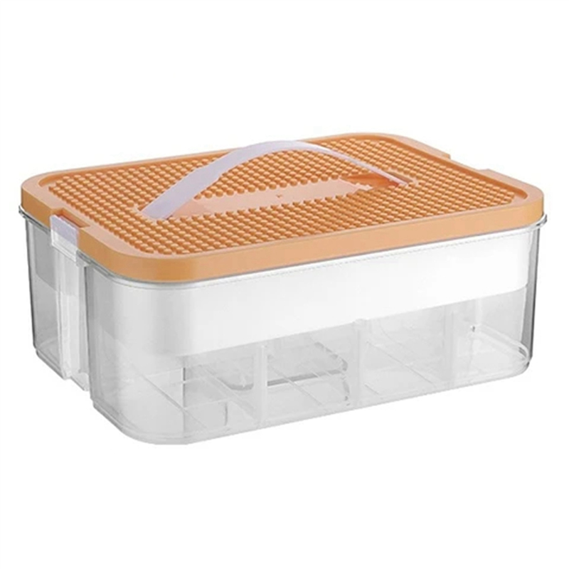 Kids Building Blocks Storage Box Stackable Toys Organizer Adjustable Sundries Container Storage Case Yellow-A 1 PCS