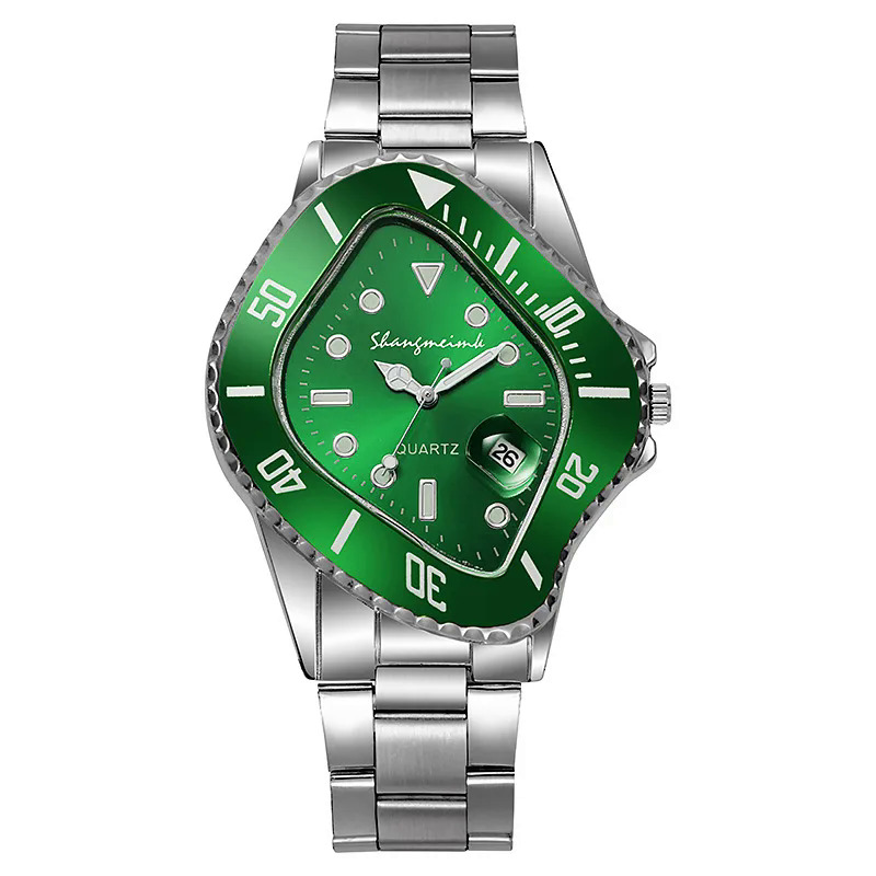 【NShisasN】Watch for Men Unusual Conceptual Crash Melting Twist Shaped Case Quartz Wristwatch Male Man Rhombic Green Clock Reloj Hombre
