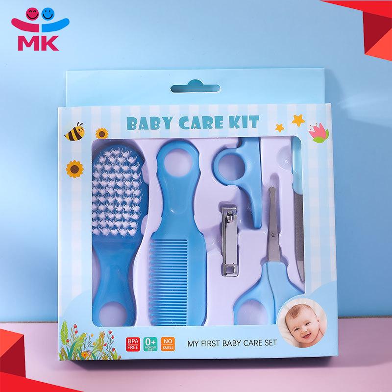 6 in 1 Baby Care Kit Convenient Daily Baby Nail Clipper Scissors Hair Brush Comb Manicure Care Kit for Newborn Infant Kids Supplies