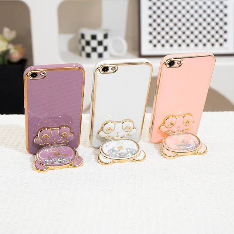 AnDyH Phone Case for Vivo Y81 Y83 Y81i Y71 Y71i Y79 V7 Plus Y75 V5 Lite Vivo 1724 1801 1812 1808 1803 1609 Cute Quicksand Liquid Bear Bracket Anti Drop Camera Protection. 