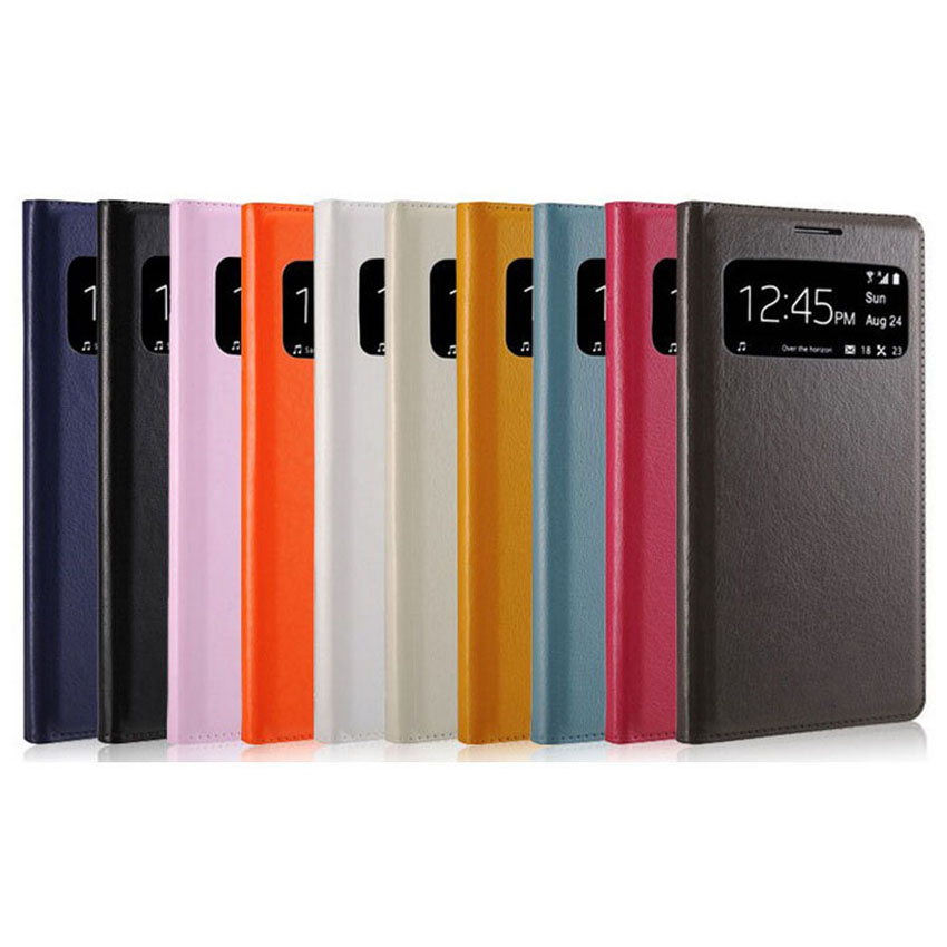 Leather Flip Cover Smart View Case For Samsung Galaxy S4 S 4 Mini GT I9190 I9195 I9192 GT-I9190 GT-I9505 GT-I9500 Phone Case. 