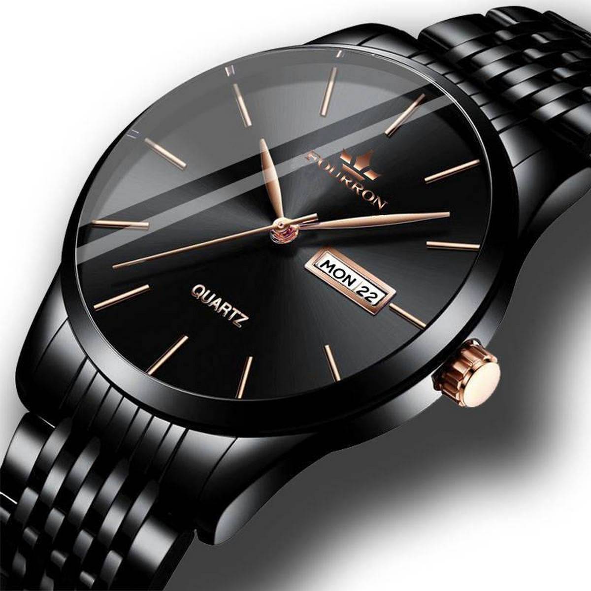 Men's Fashion Business Watch Calendar Waterproof Stainless Steel