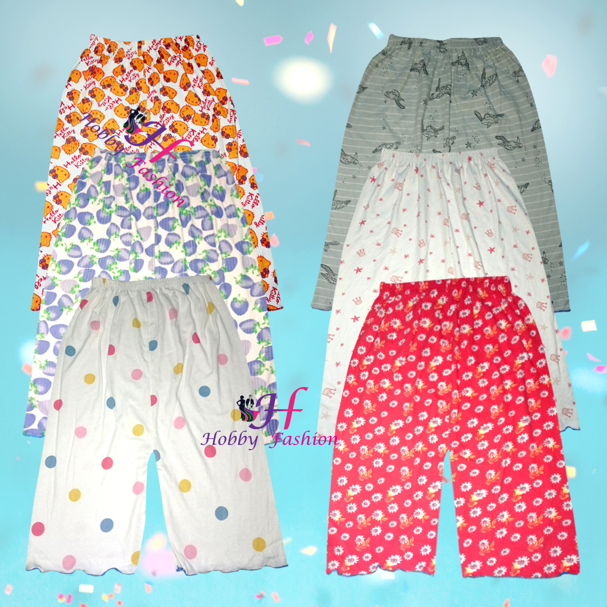 6 Pieces Multi Color  girls Three Quarter Pant By Any Color