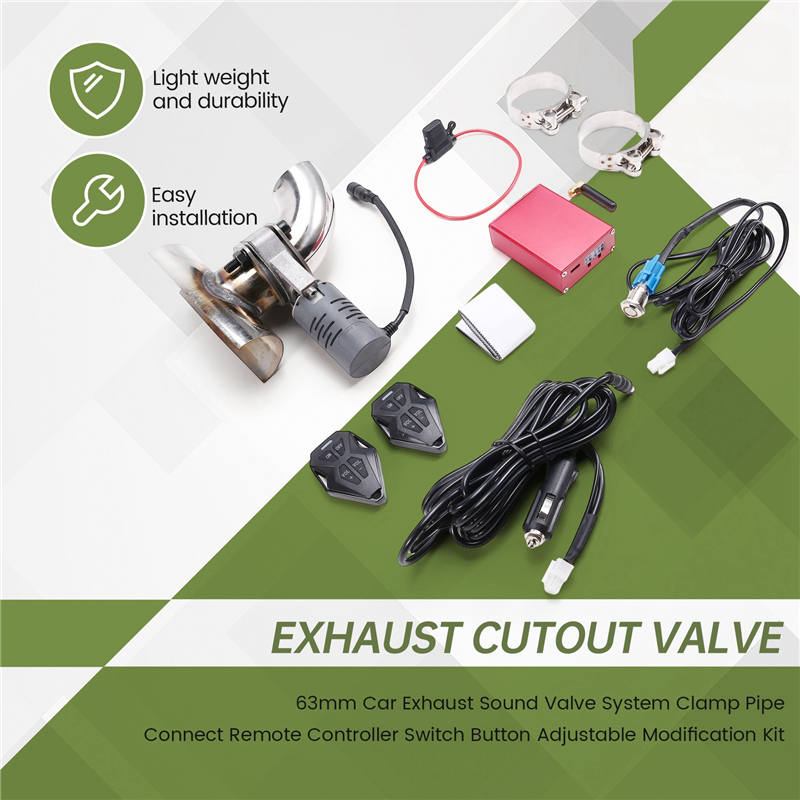 63mm Car Exhaust Sound Valve System Clamp Pipe Connect Remote Controller Switch Button Adjustable Modification Kit. 