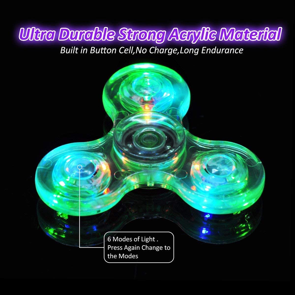 Luminous LED light Fidget Spinner Hand Top Spinners Glow in Dark Light EDC Figet Spiner Finger Stress Relief Toys. 