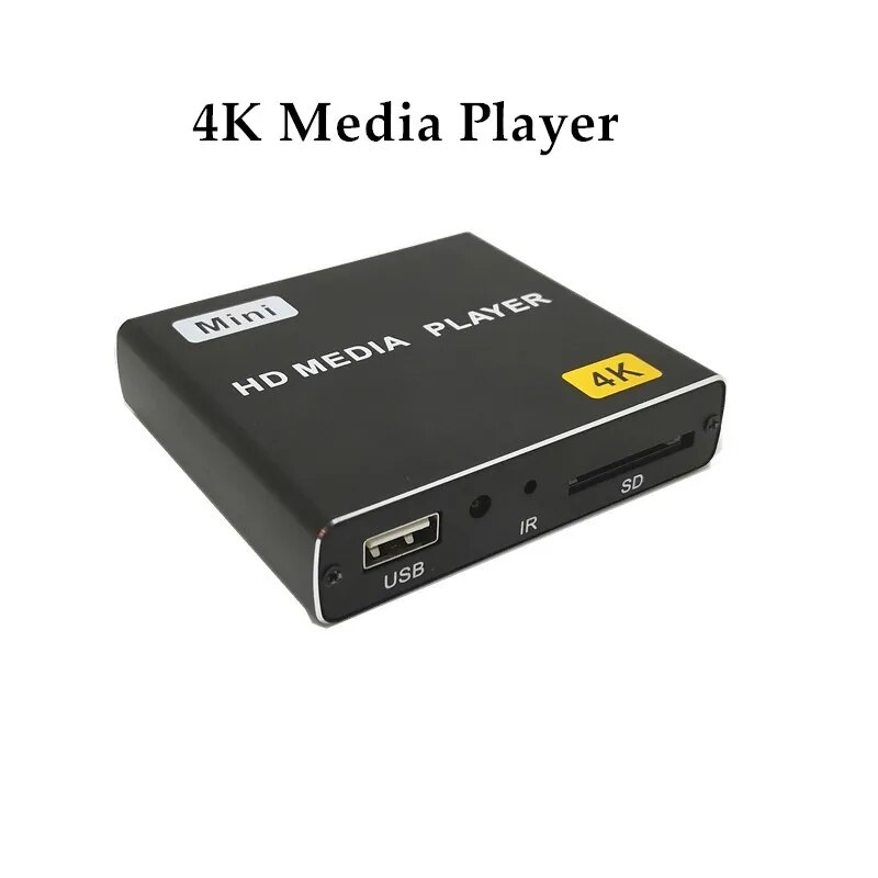 Mini 4K Blu-ray HD Media Player Support Horizontal and Vertical Screen TV Projector U Disk SD Card PPT Car Home AD Video Player