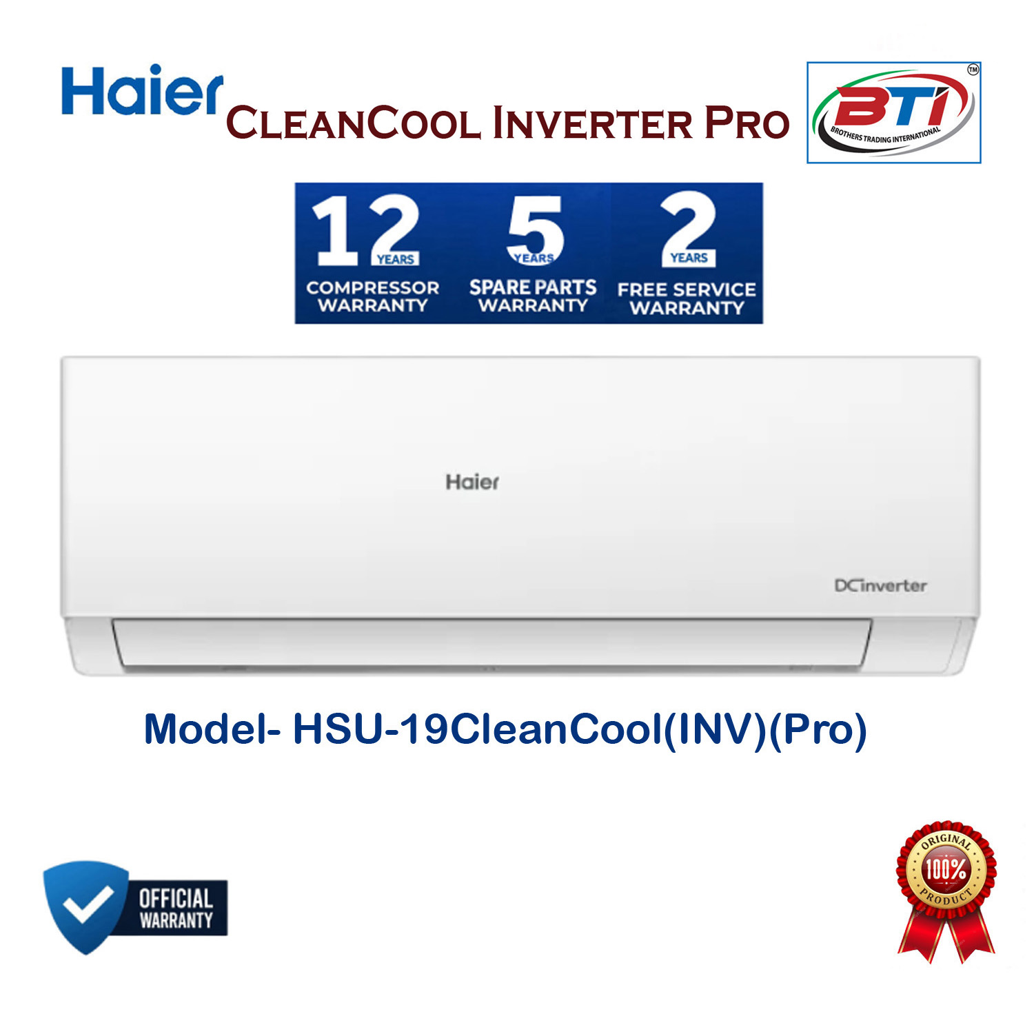 Haier 19CleanCool Inverter Pro Model- HSU-19CleanCool (INV)(Pro)