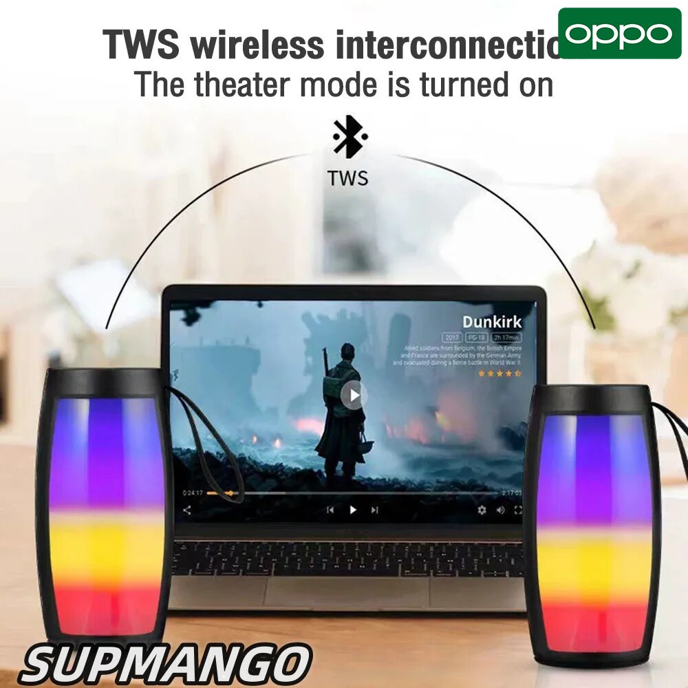 【Ready Stock+FREE Shipping+COD】OPPO-1202 Wireless Bluetooth Speakers Powerful Portable Sound Box Subwoofer Car Audio Bass MP3 Player Sound System LED Lights. 