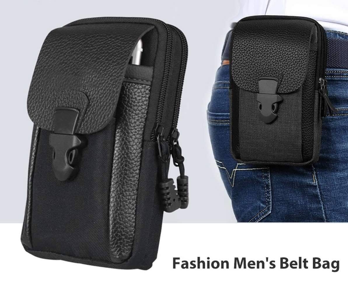 Tactical Pouch Waterproof Nylon PU Leather Men Waist Bags Waist Packs