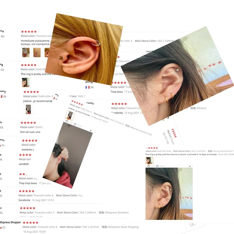 G23 Titanium Nose Rings Piercings High Quality Zircon Stone Hight Segment Open Small Septum Piercing Earrings Helix Body Jewelry. 