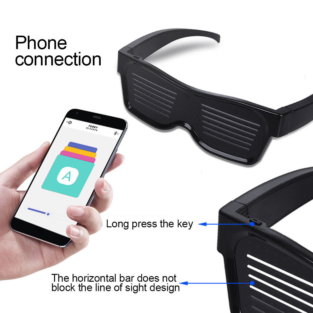 Magic Flash Led Halloween Party Bluetooth Control Application Editable Text DIY USB LED Glasses DJ Sun Glasses Concert Light Toy. 