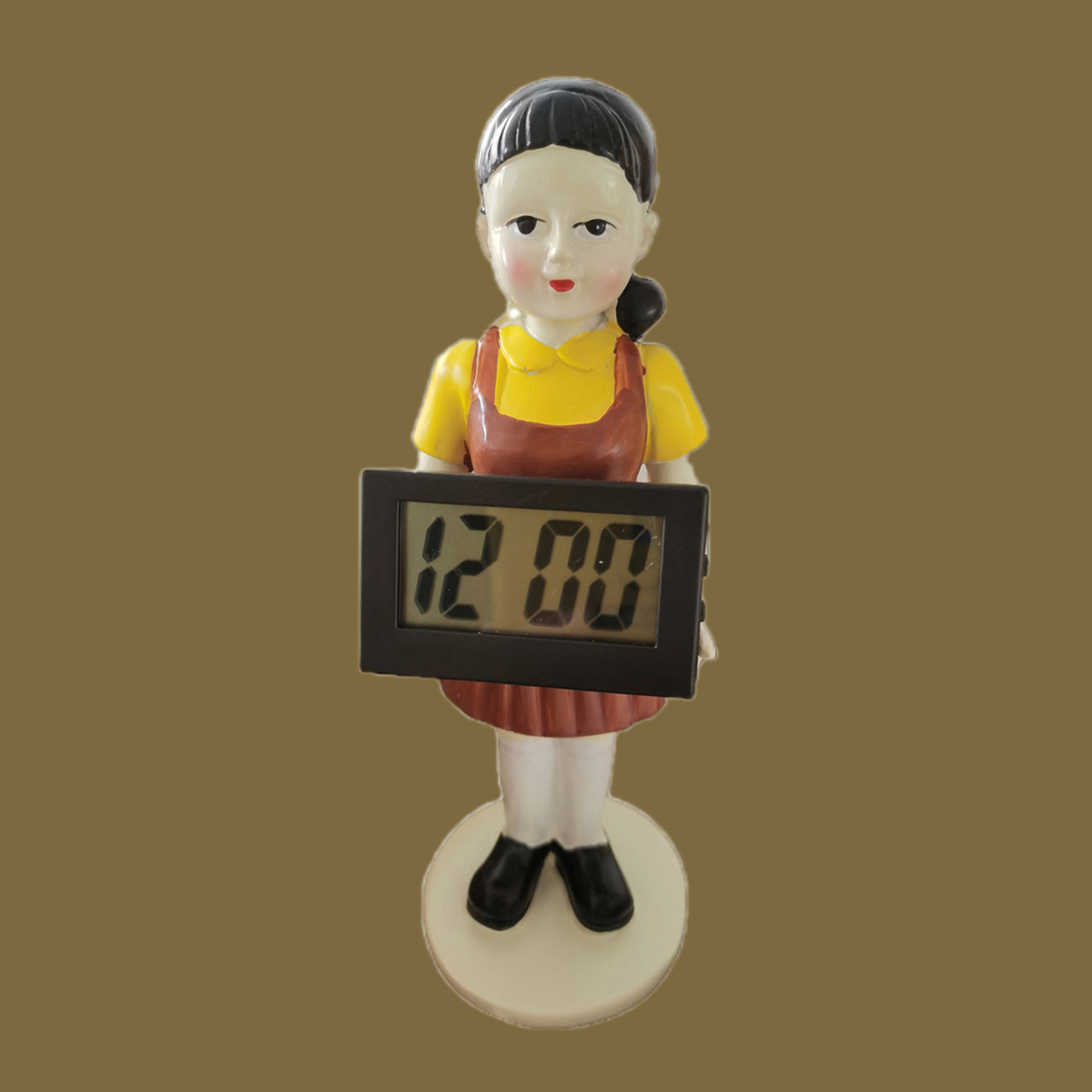 Squid Game Clock Vivid Pattern Clear Screen Lightweight Alarm Clock Wake You Up Red Light Doll for Home Use. 